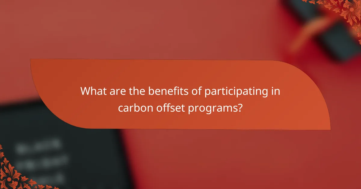 What are the benefits of participating in carbon offset programs?